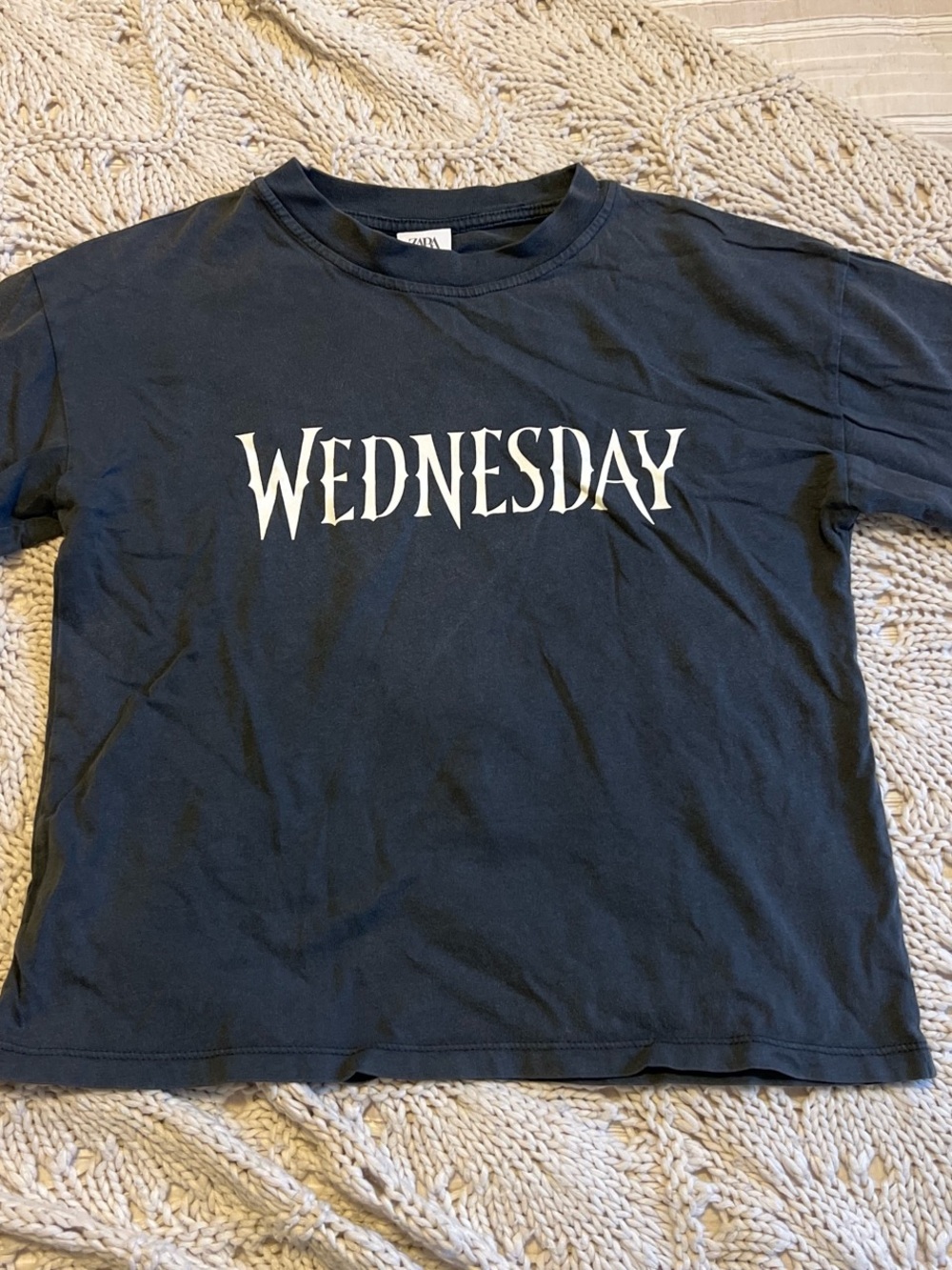 Zara Black "WEDNESDAY" Graphic Tee for Kids